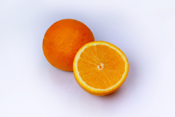 fresh orange slices on white background