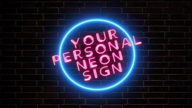 Neon light banner original personalization advertising text three different flashing animation