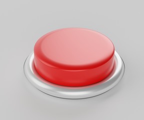 3d rendering of red button on white backgroud.
