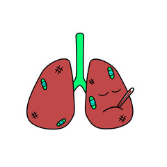 Bad lungs from sickness, flu, common cold and virus