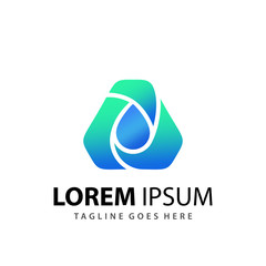 Water Drop Triangle Gradient Logo Designs Template Premium