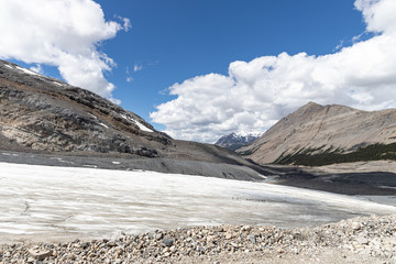 Athabasca Glacier Landscape with a tourist group