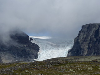 A glacier with clouds in Norway