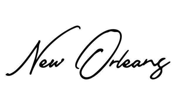 New Orleans Cursive Calligraphy Black Color Text On White Background