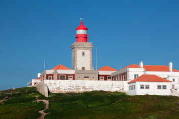 Fototapeta na wymiar Cabo da Roca, Portugal. Lighthouse and Atlantic Ocean view, the most westerly point of European mainland