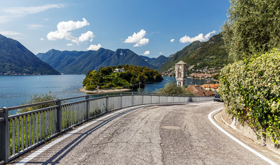 Wonderful summer landscapeDriving on a scenic road along Lake Maggiore, Italy. Summer time....