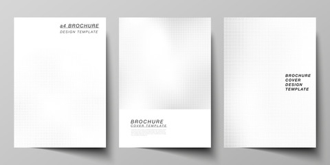 Vector layout of A4 cover mockups design templates for brochure, flyer layout, cover design, book design, brochure cover. Halftone effect decoration with dots. Dotted pattern for grunge decoration.