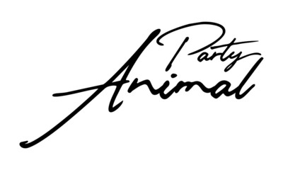 Party Animal Cursive Calligraphy Black Color Text On White Background