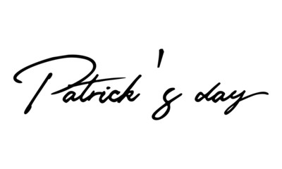 Patrick's day Cursive Calligraphy Black Color Text On White Background