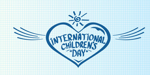 1 june international childrens day cartoon doodle style horizontal banner background. happy Children day greeting cad, icon or label. Cartoon kids day poster. Children day hand drawn banner design