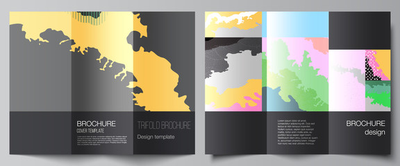 Vector layouts of covers design templates for trifold brochure, flyer layout, magazine, book design, brochure cover. Japanese pattern template. Landscape background decoration in Asian style.