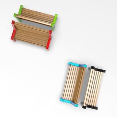 3d image of metall and wood bench Euro7 10