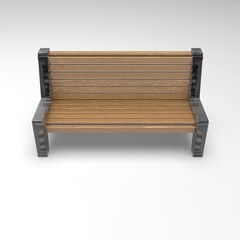 3d image of metall and wood bench Euro7 07