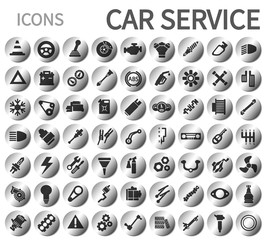 Auto parts. Set of icons. Repair and service of the car. Stock vector.