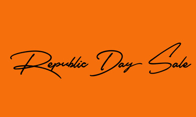 Republic Day Sale Calligraphy Hand written Letters. On Yellow Background
