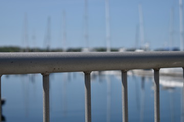 guardrail with water backdrop