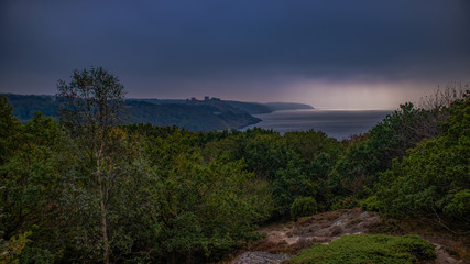 Klifowe wybrzeże Bornholmu - duńskiej wyspie na Bałtyku