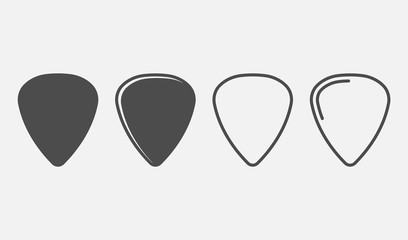 Set of guitar pick icon isolated on white background. Vector illustration.
