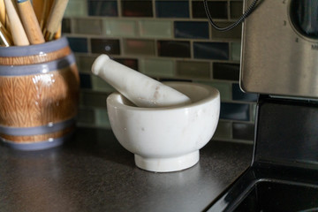 wooden mortar and pestle
