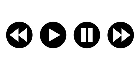 Video or music player icon collection. Stop,play, record web buttons on white background. Vector Illustration Eps10.