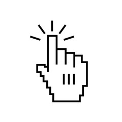 Hand cursor click outline vector icon. Pixelated hand pointer clicking. Vector illustration.