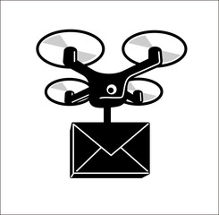 simple symbol drone delivers the package