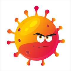 orange cartoon coronavirus with funny angry face