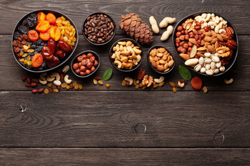 Various dried fruits and nuts