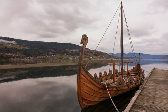 viking ship on the fjord