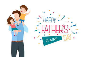 Happy father's day celebration concept banner illustration with copy space.