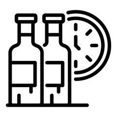 Watch and two bottles icon. Outline watch and two bottles vector icon for web design isolated on white background