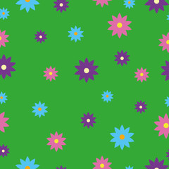 Fototapeta na wymiar Seamless floral fan pattern on a green background.