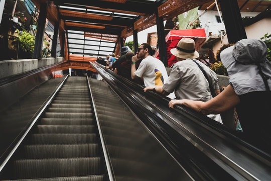 Medellín, Antioquia / Colombia February 25, 2018. Escalator of the commune 13 tourist zone of Medellín
