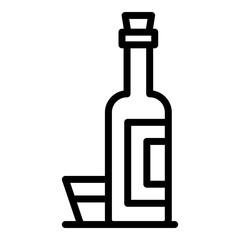 A bottle and a bowl icon. Outline a bottle and a bowl vector icon for web design isolated on white background