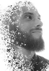 A portrait combined with a digital illustration