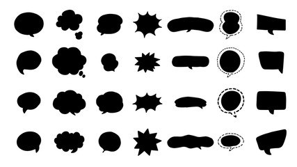 Hand drawn speech bubbles set collection Vector.