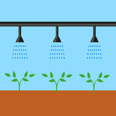 Sprinkler system for automatic watering and irrigation of lawns flower beds plants flowers scheme circuit outline.