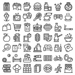 Habit icons set. Outline set of habit vector icons for web design isolated on white background