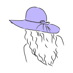 Silhouette of beautiful woman in a elegant hat. Vector. beautiful girl in a hat, vector sketch illustration