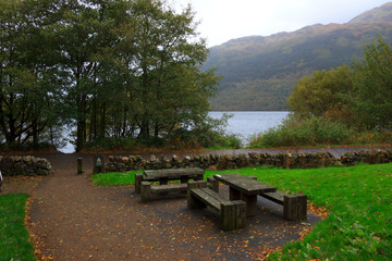 Fototapeta premium The Edge of Loch Lomond at Loch Lomond and The Trossachs National Park in Scottish Highlands. Scotland, UK.