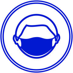 Round sign of a Man wearing protective face mask icon. Protection against Coronavirus, COVID-19 virus, flu and air pollution. Flat vector illustration