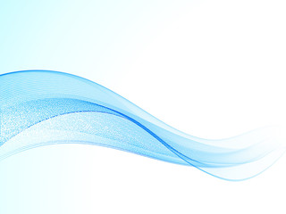 Blue wave.Abstract white background with blue wavy curved lines.Vector design element