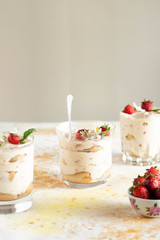 Italian dessert tiramisu with strawberry