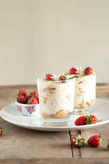 Italian dessert tiramisu with strawberry