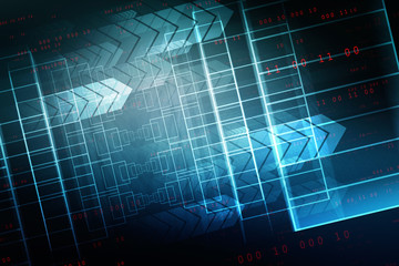 2d illustration Abstract futuristic electronic circuit technology background