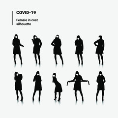 Female in coat silhouettes. COVID-19