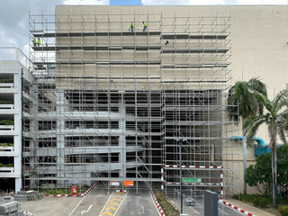 scaffolding construction site in Bangkok.