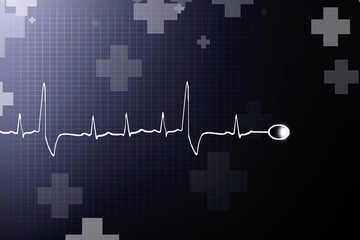 Heart with cardiogram -2D illustration
