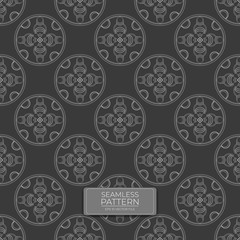 dark background design of damask leaf seamless pattern, decorative vector drawing