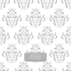 decorative seamless pattern design background, with leaf and flower ornament
